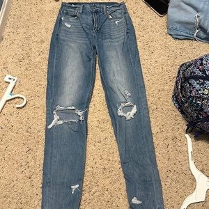 american eagle high rise ripped jeans size 0 long